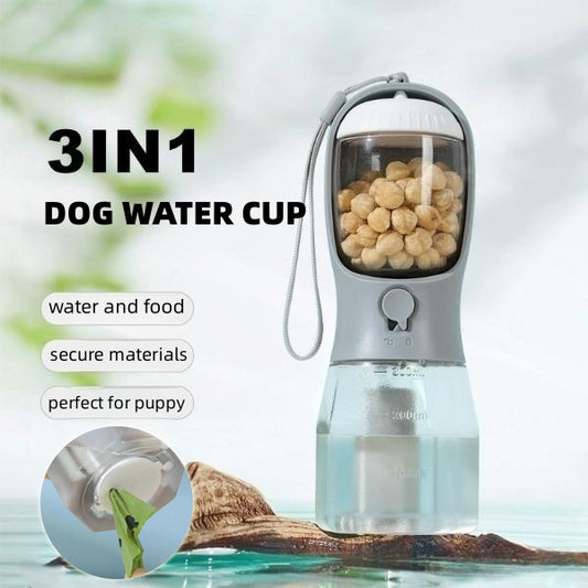 Convenient Travel Cup for Pet Hydration, Treats, and Disposal